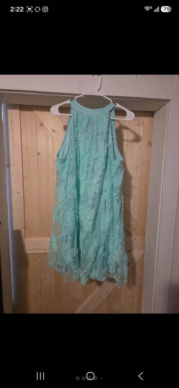 Cato Floral Halter Dress Size XL Mint Green Swiss Dot